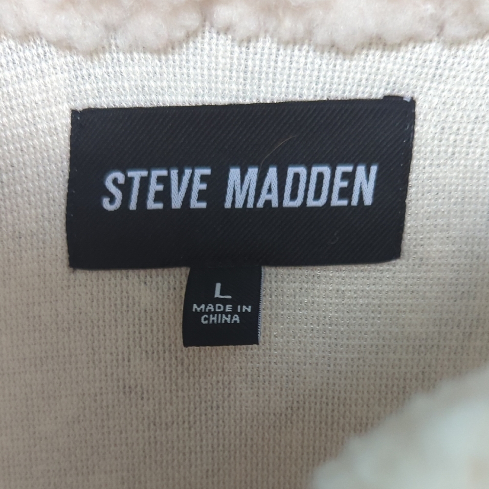 Steve Madden Cream Button front Sherpa Teddy Jacket Size Large - Picture 8 of 9